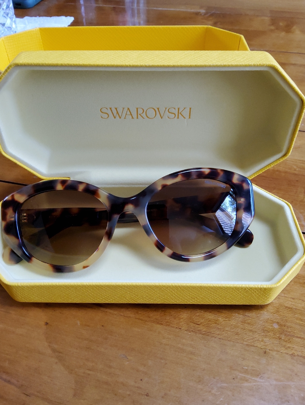 Swarovski Tortoiseshell Round Sunglasses with Brown Lenses